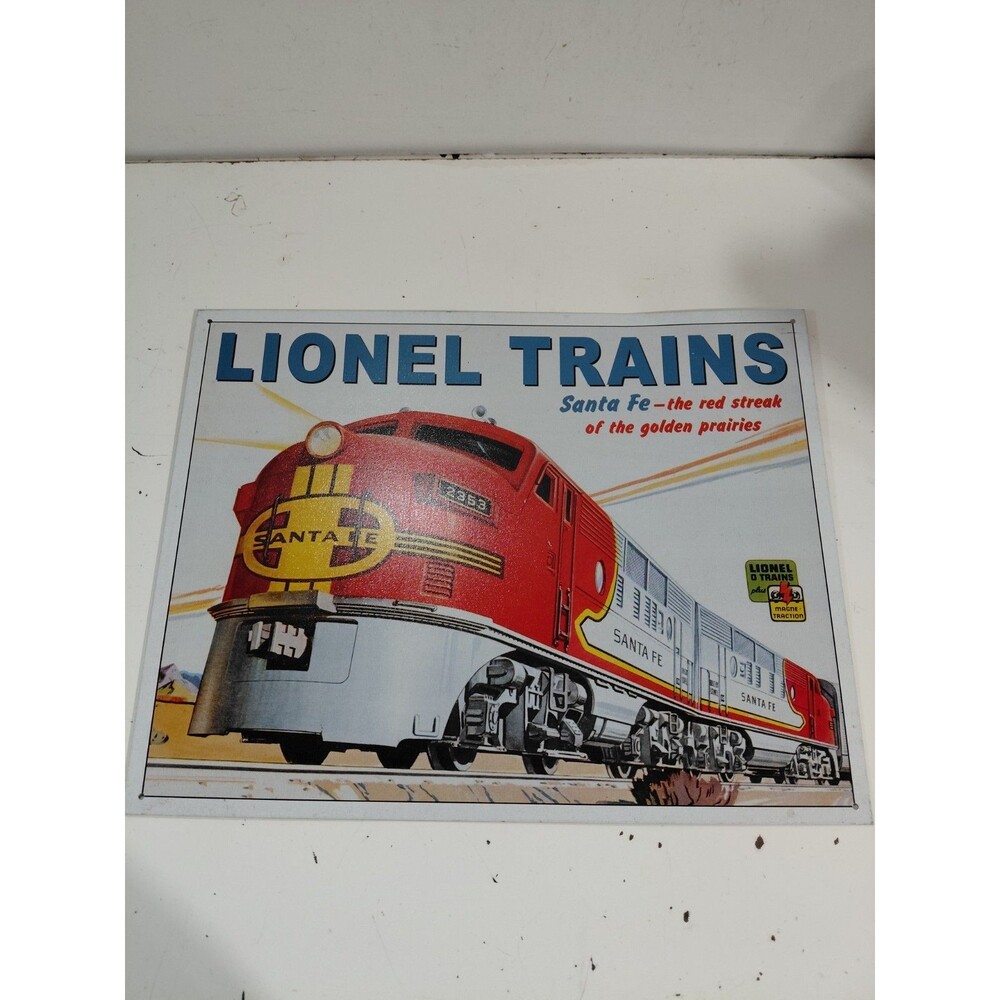 DE Sign Lionel 2353 Santa Fe War Bonnet EMD 16x12.5" Metal Sign Wall Decor USA